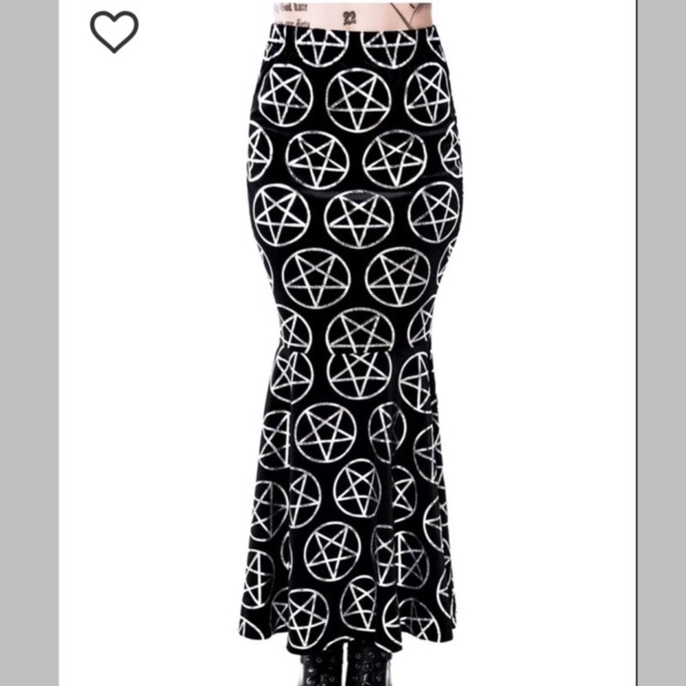 Killstar pentagrams and velvet maxi skirt